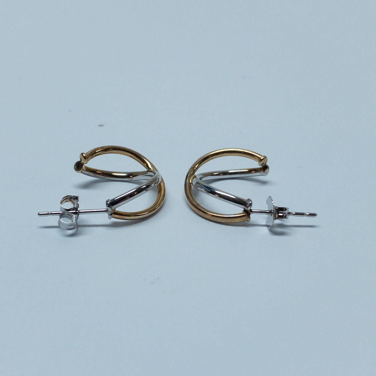 10K Gold Two-Tone Twist Hoop Earrings