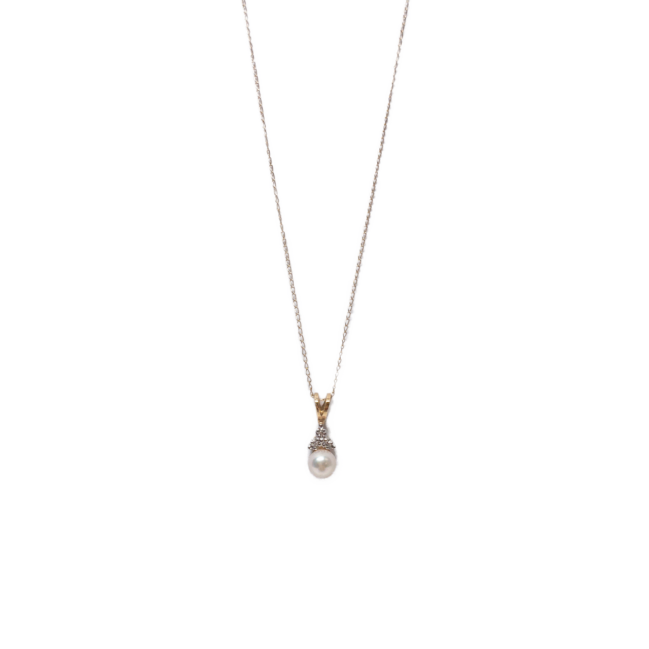 14K Gold, Pearl & Diamond Pendant Necklace