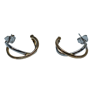 10K Gold Two-Tone Twist Hoop Earrings