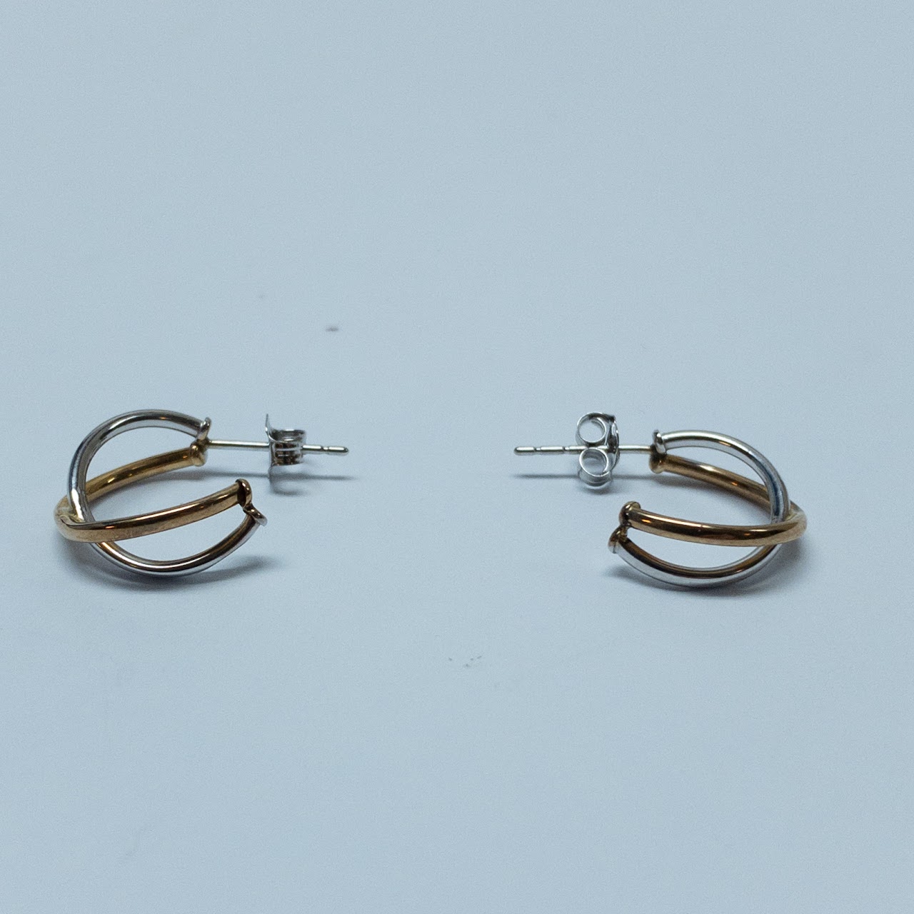 10K Gold Two-Tone Twist Hoop Earrings