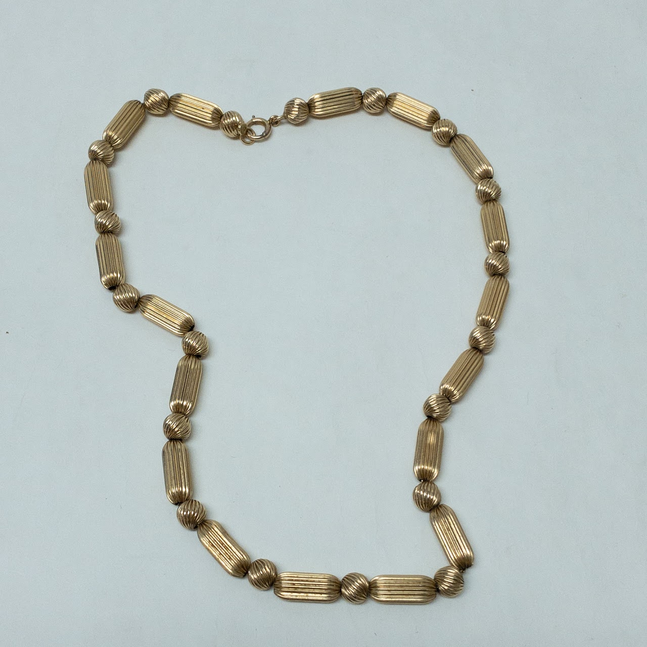 14K Gold Fluted Bead Necklace