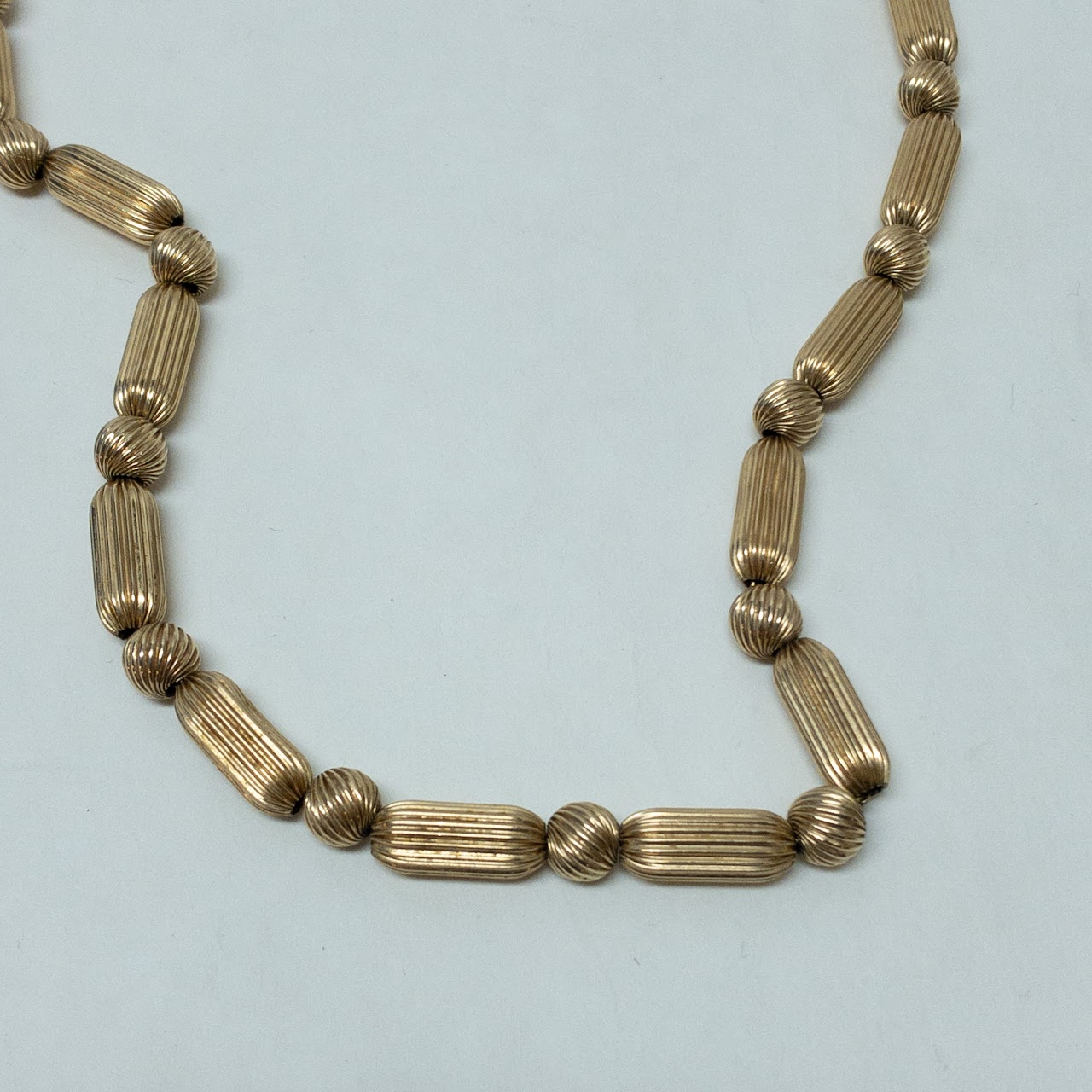 14K Gold Fluted Bead Necklace