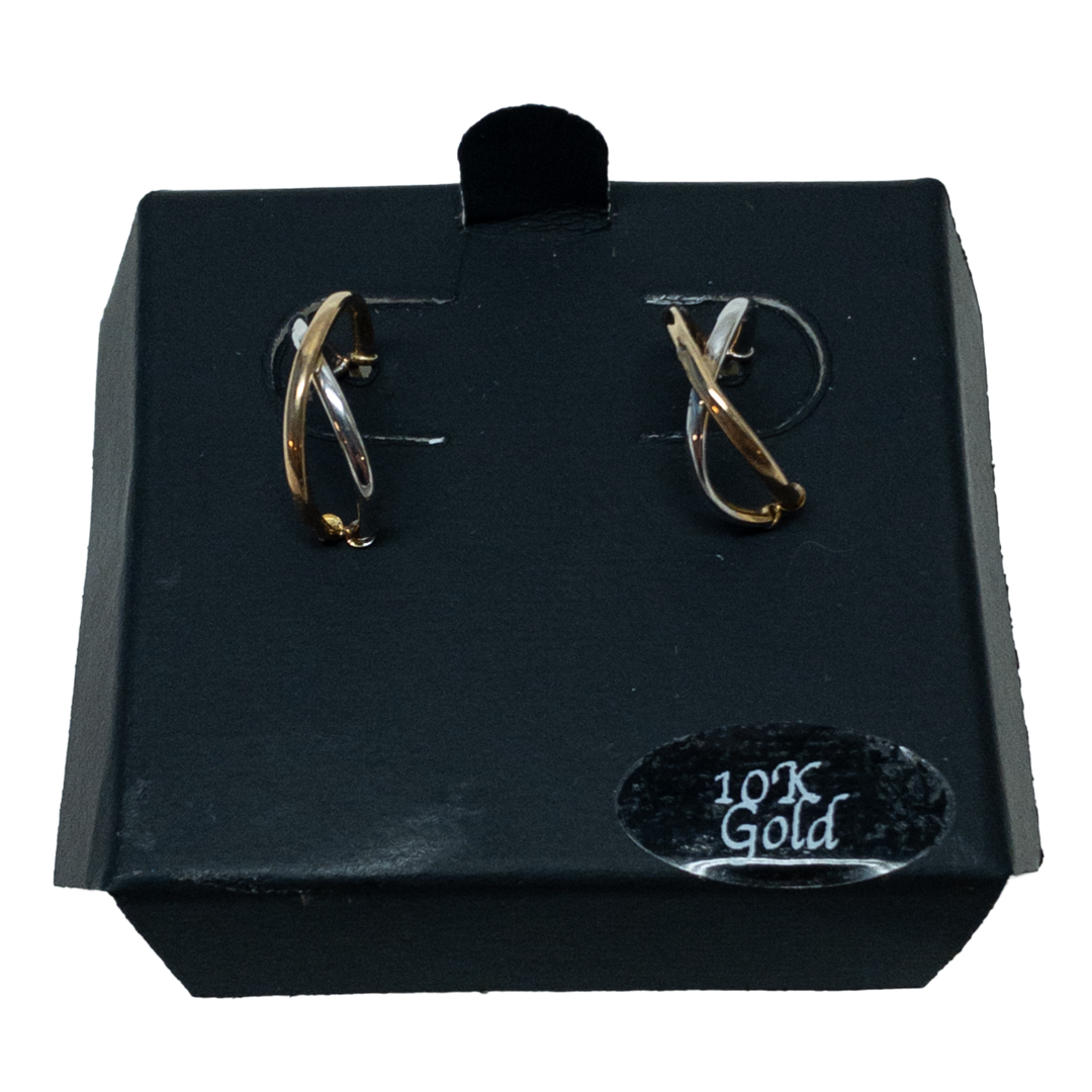 10K Gold Two-Tone Twist Hoop Earrings