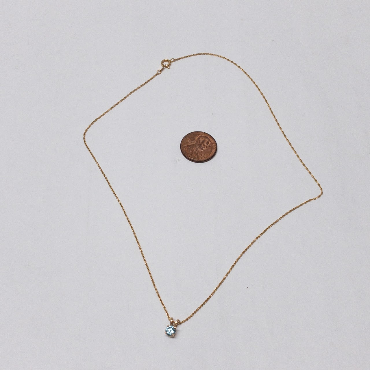 14K Gold & Aquamarine Pendant Necklace