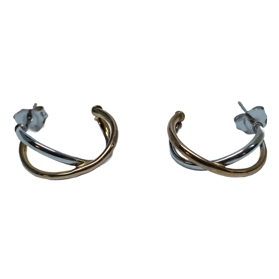 10K Gold Two-Tone Twist Hoop Earrings