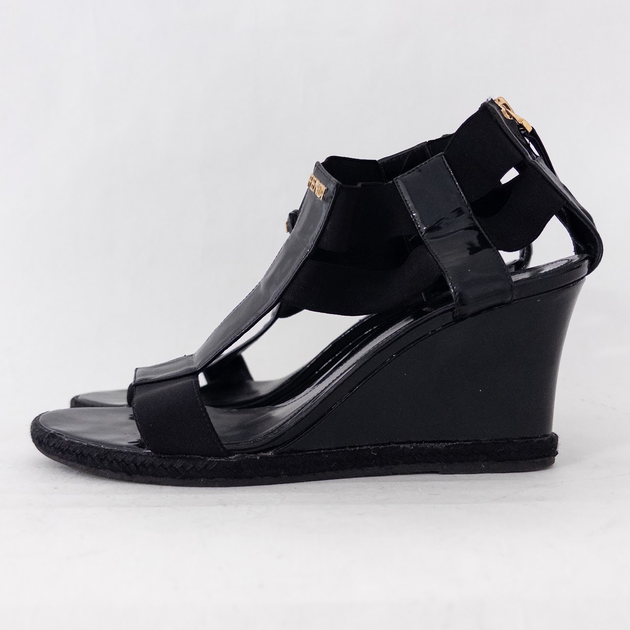 Fendi Patent Leather T-Strap Espadrilles