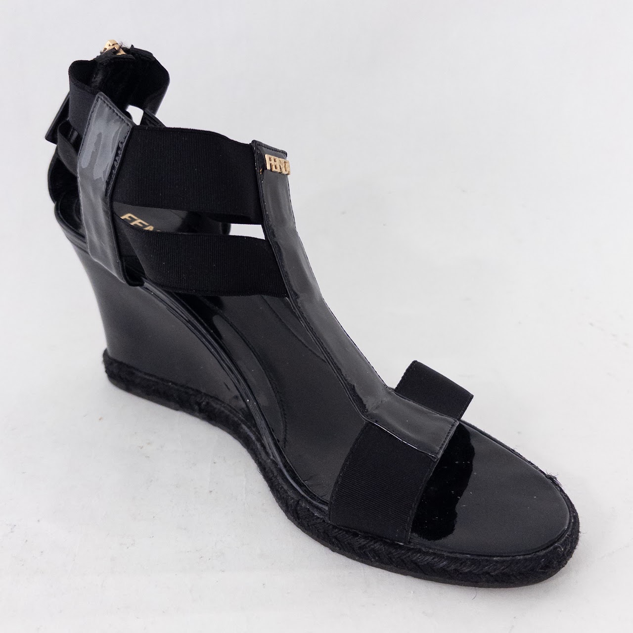 Fendi Patent Leather T-Strap Espadrilles