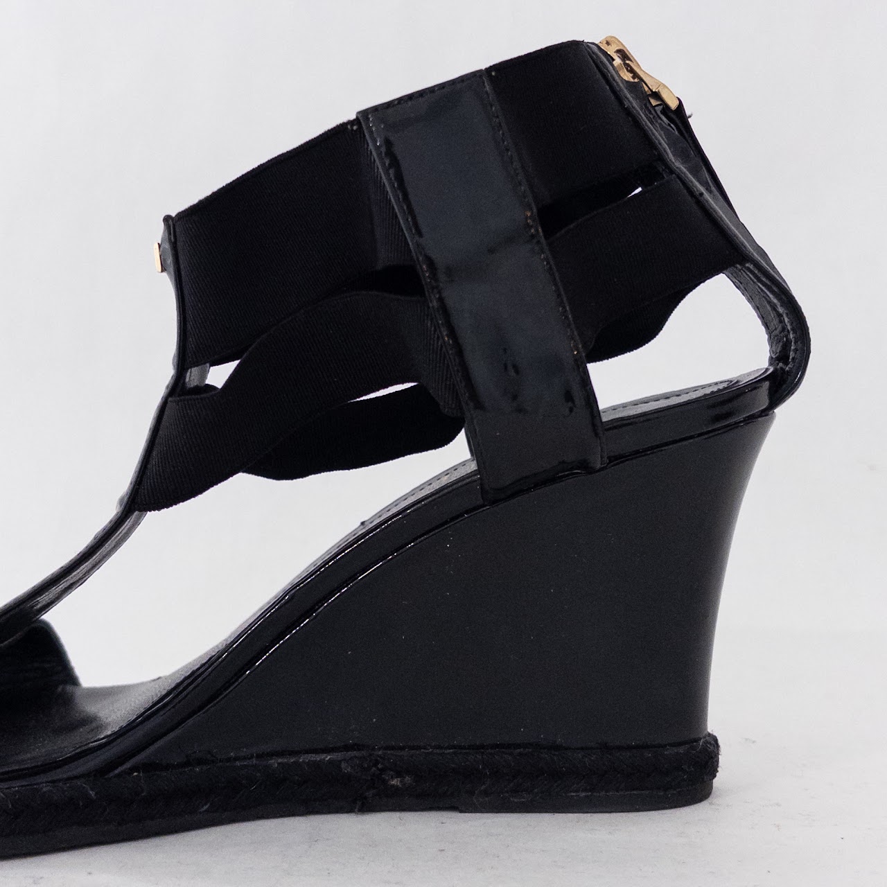 Fendi Patent Leather T-Strap Espadrilles