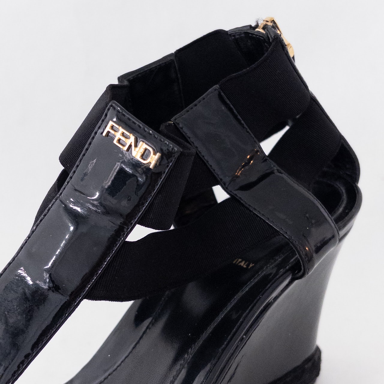 Fendi Patent Leather T-Strap Espadrilles