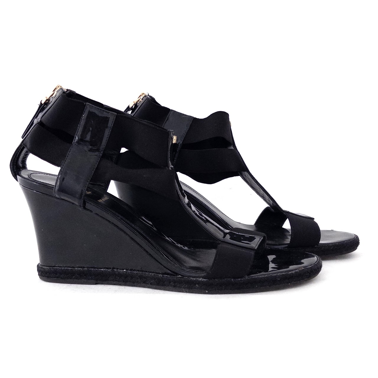 Fendi Patent Leather T-Strap Espadrilles