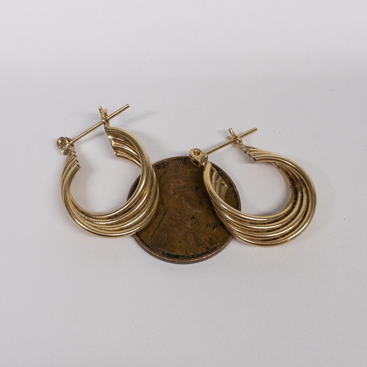 14K Gold Twisted Hoop Earrings