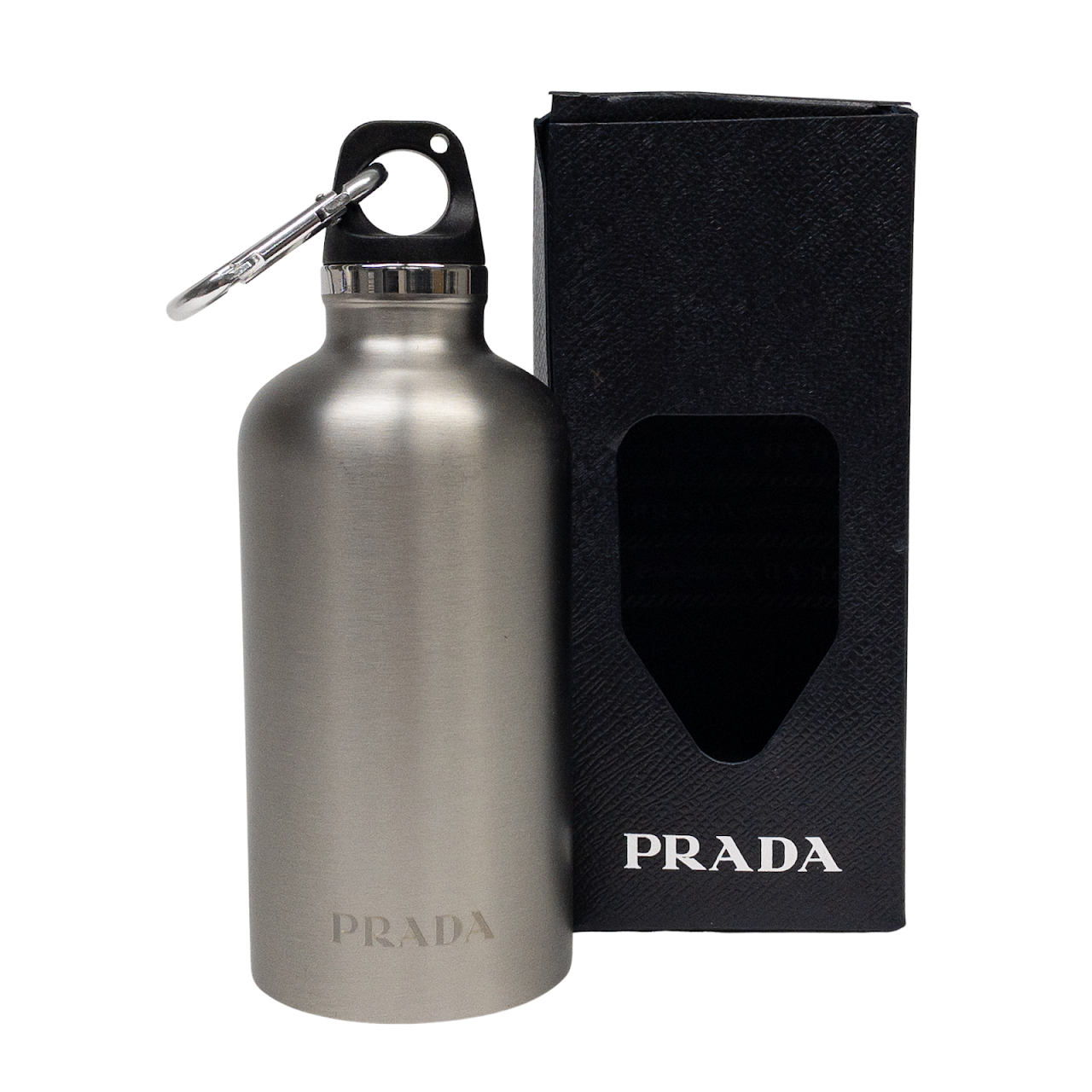 Prada Stainless Steel Insulated Water Bottle, 500 mL, Unisex, Silver