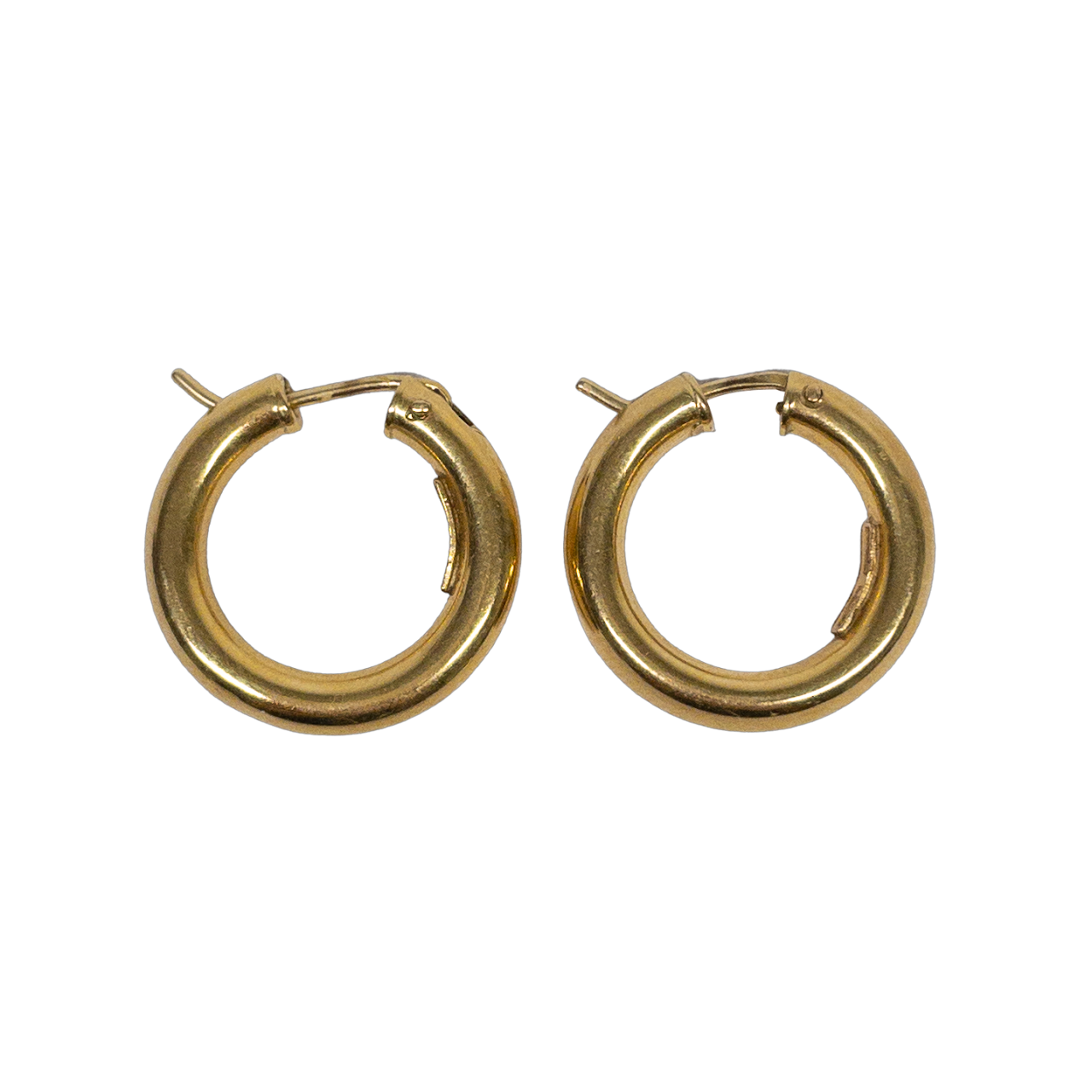 18K Gold Tubular Hoop Earrings