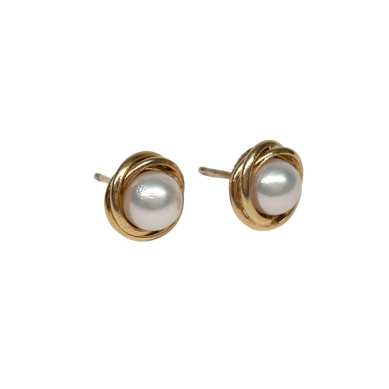 18K Gold and Pearl Stud Earrings