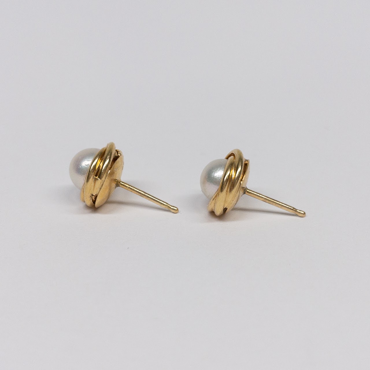 18K Gold and Pearl Stud Earrings