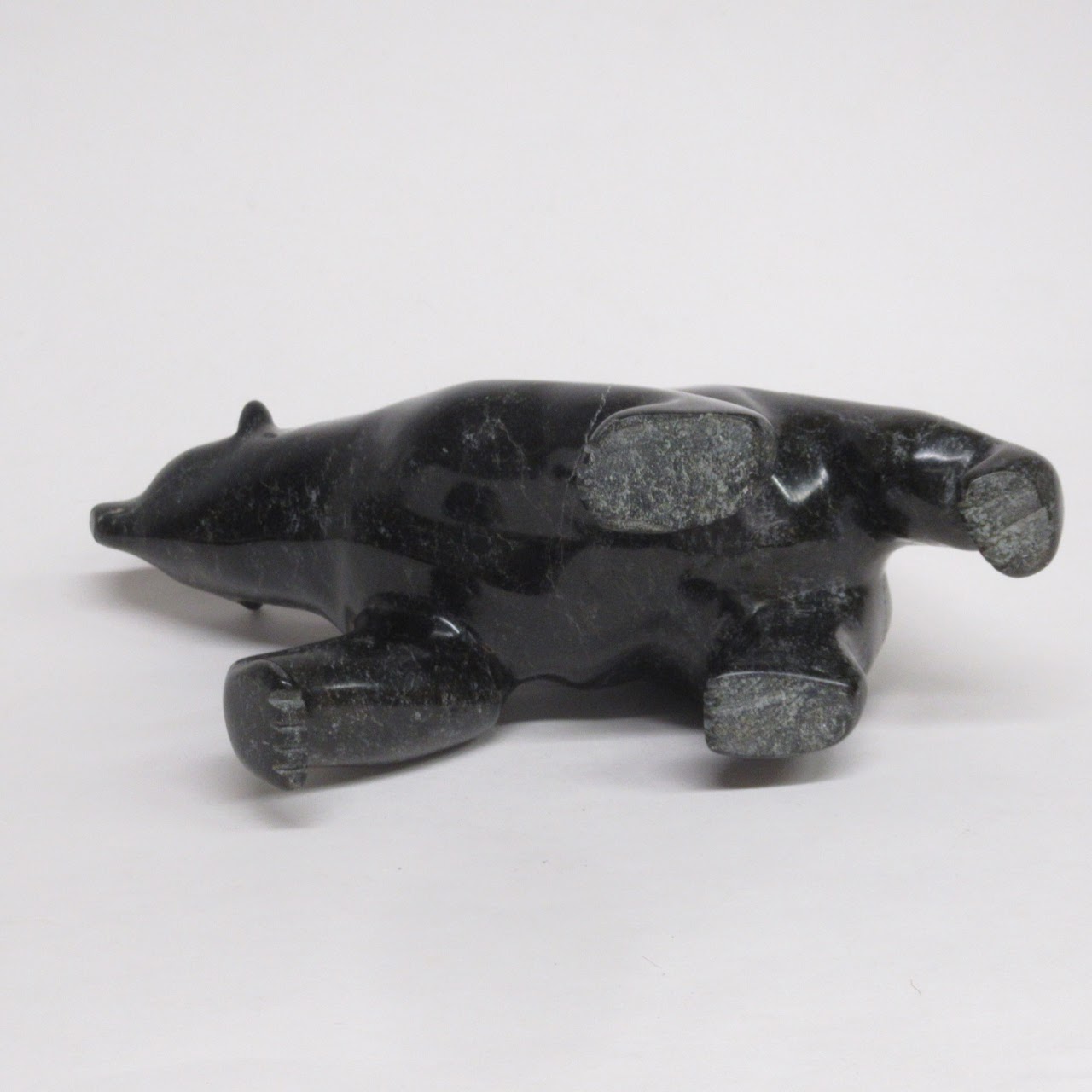 Serpentine Stone Walking Bear Sculpture