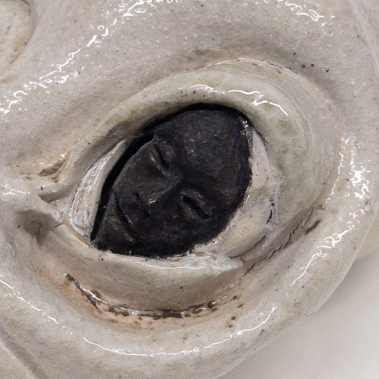 Studio Ceramic Signed Alien Head Sculpture