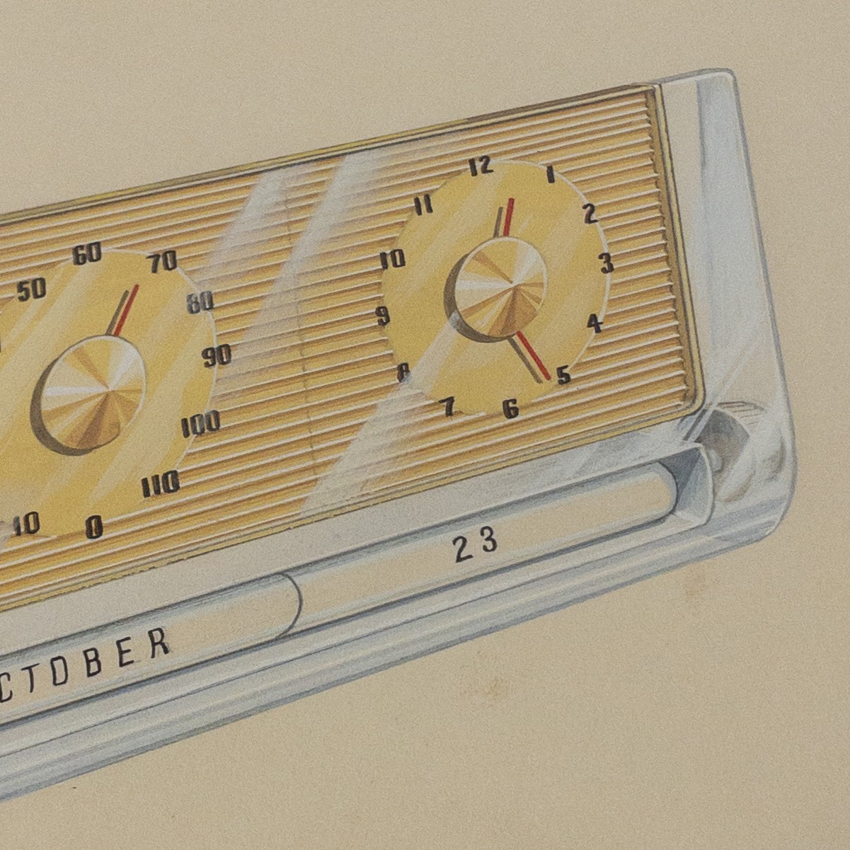 Desk Calendar/Clock/Thermometer Lithograph