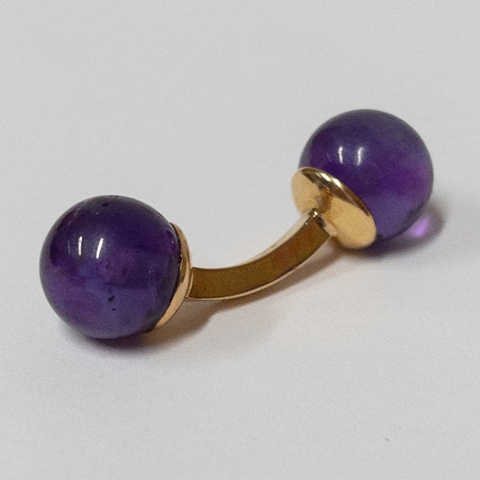 Pierre Cardin Gold Plated Purple Stone Cufflinks