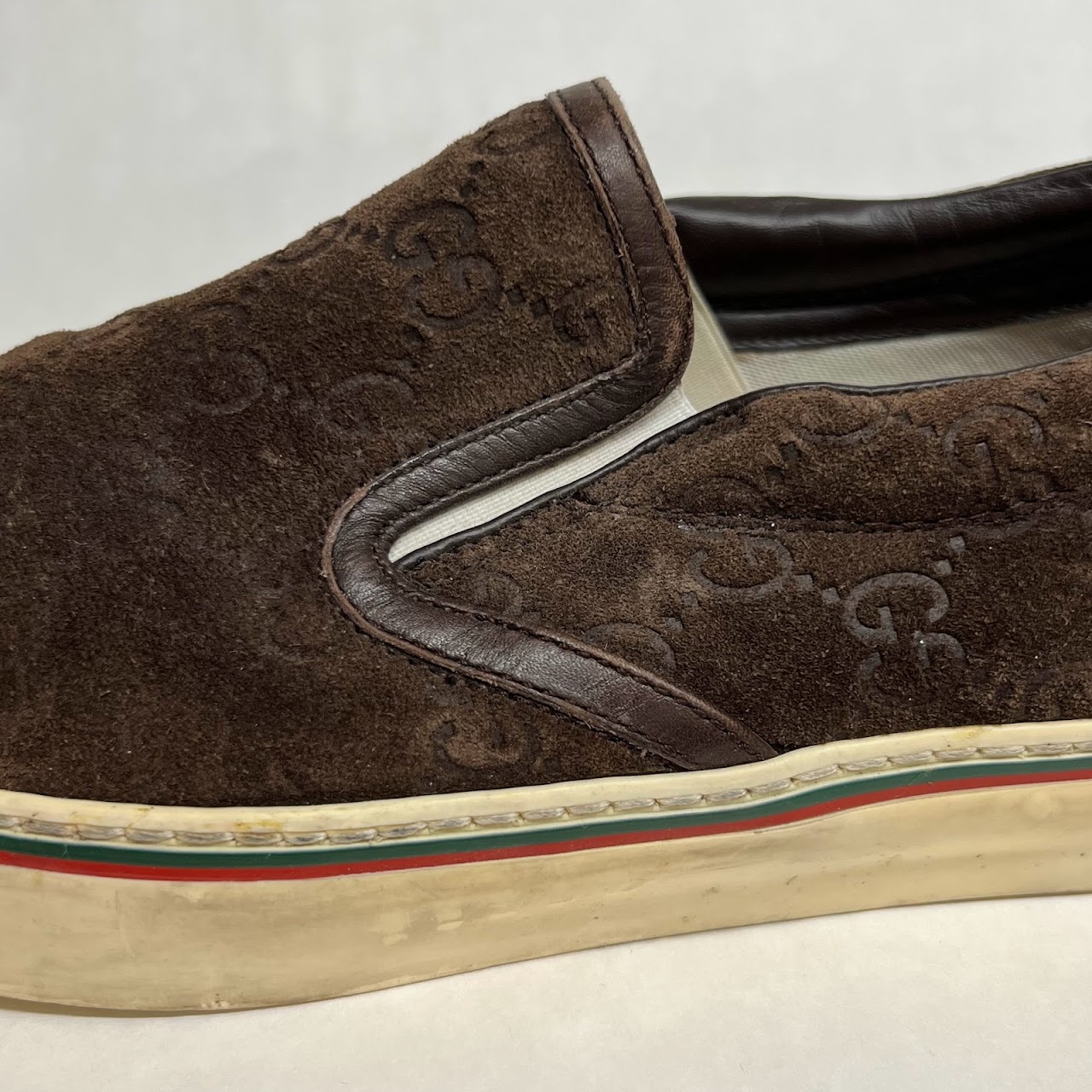 Gucci Suede Monogram Slip On