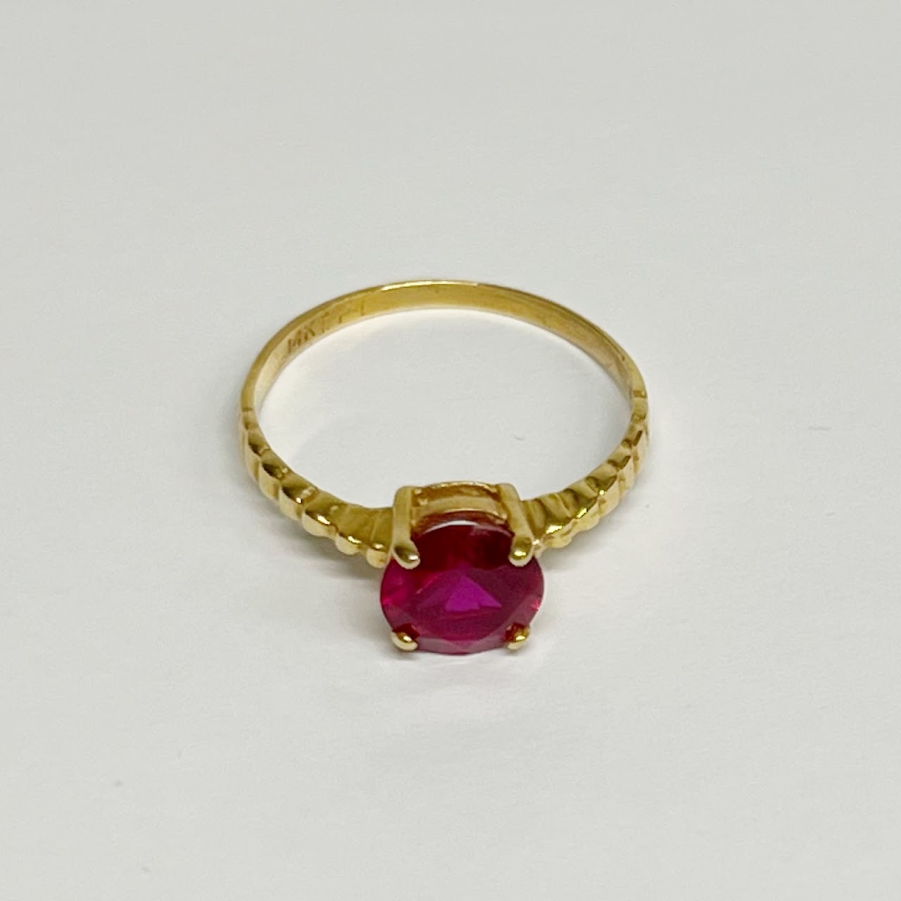 14K Gold and Red Stone Ring