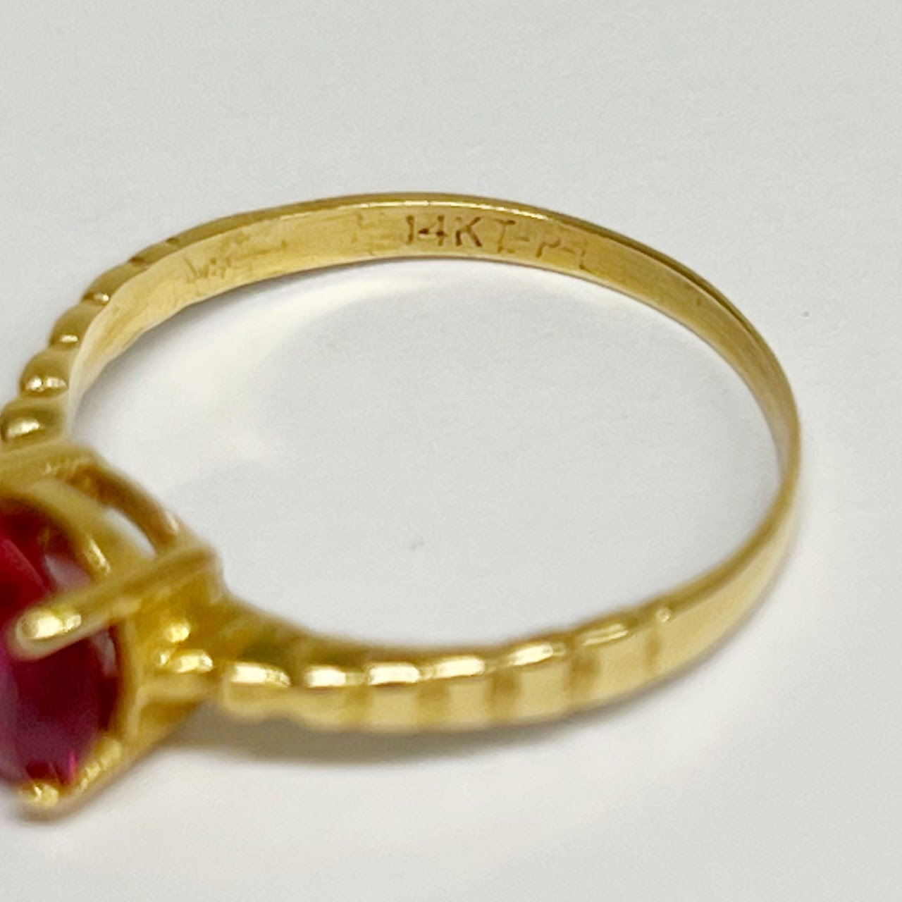 14K Gold and Red Stone Ring