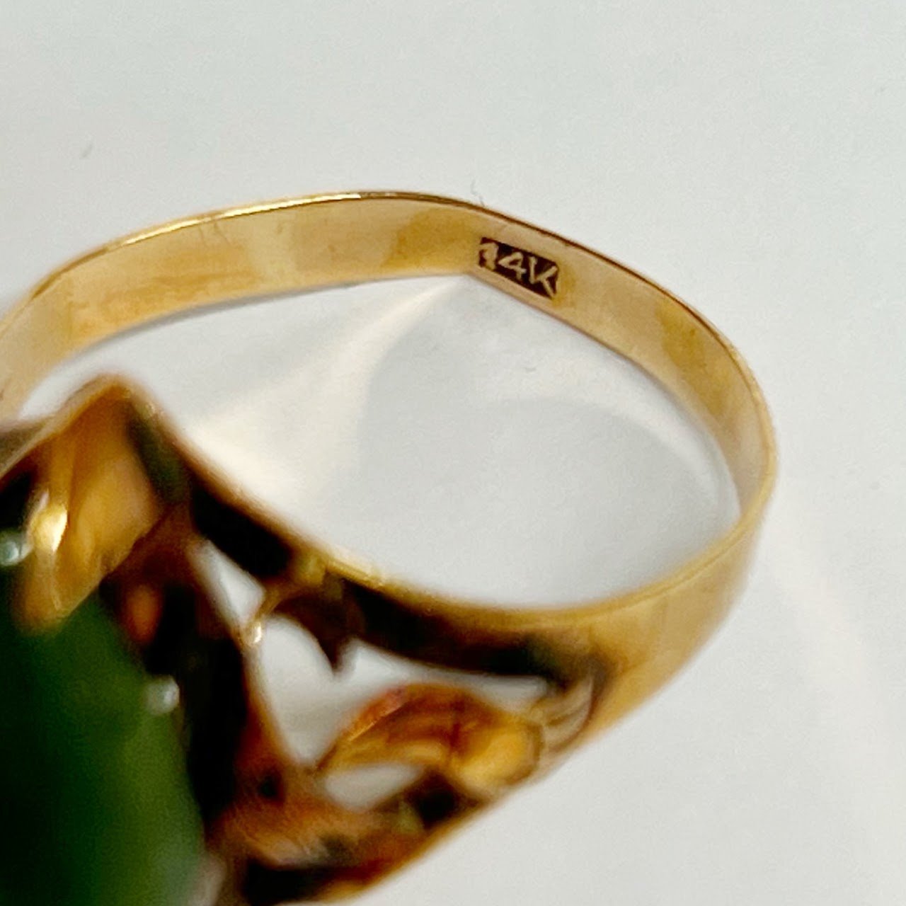 14K Gold and Serpentine Ring