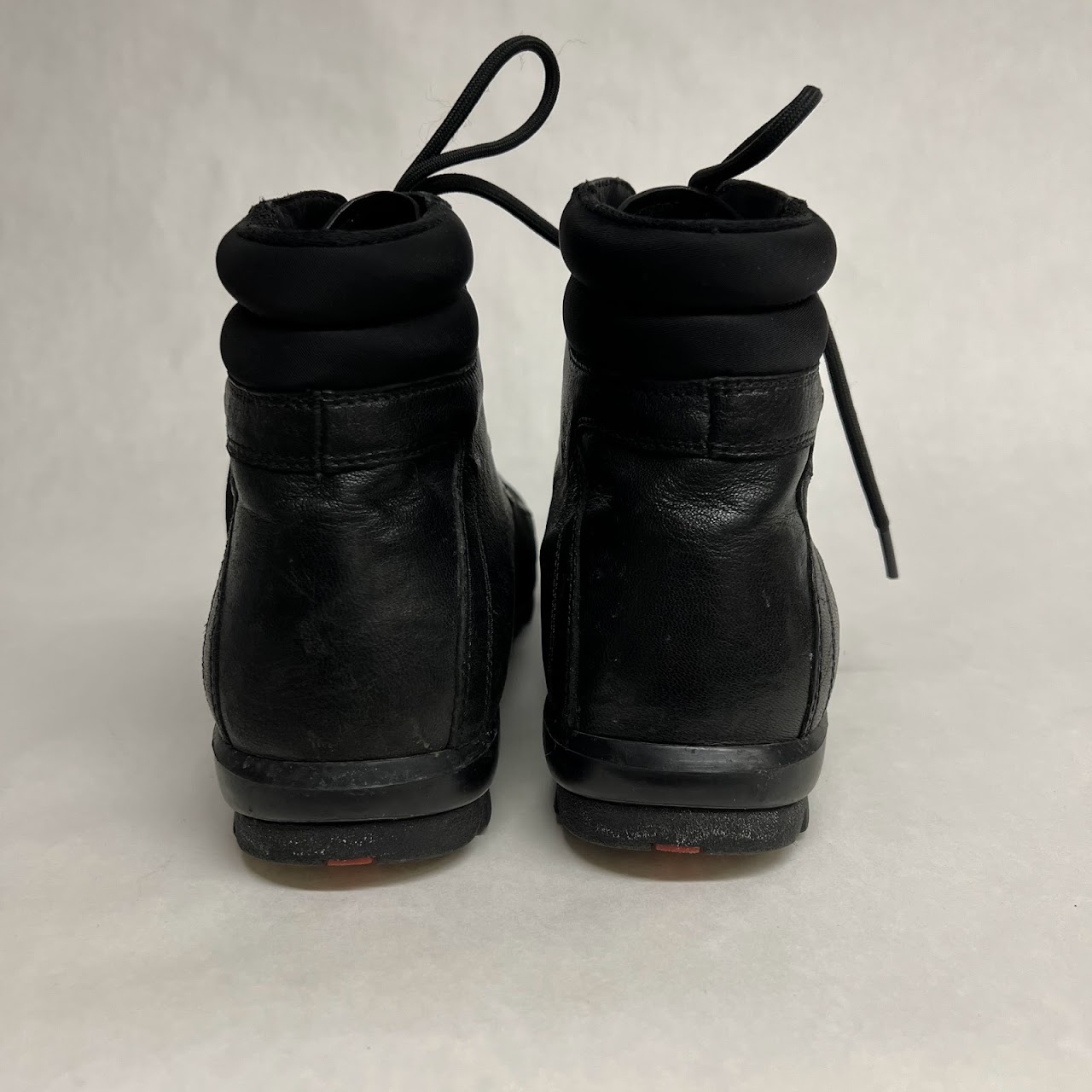 Prada Black Leather Hiking Boots