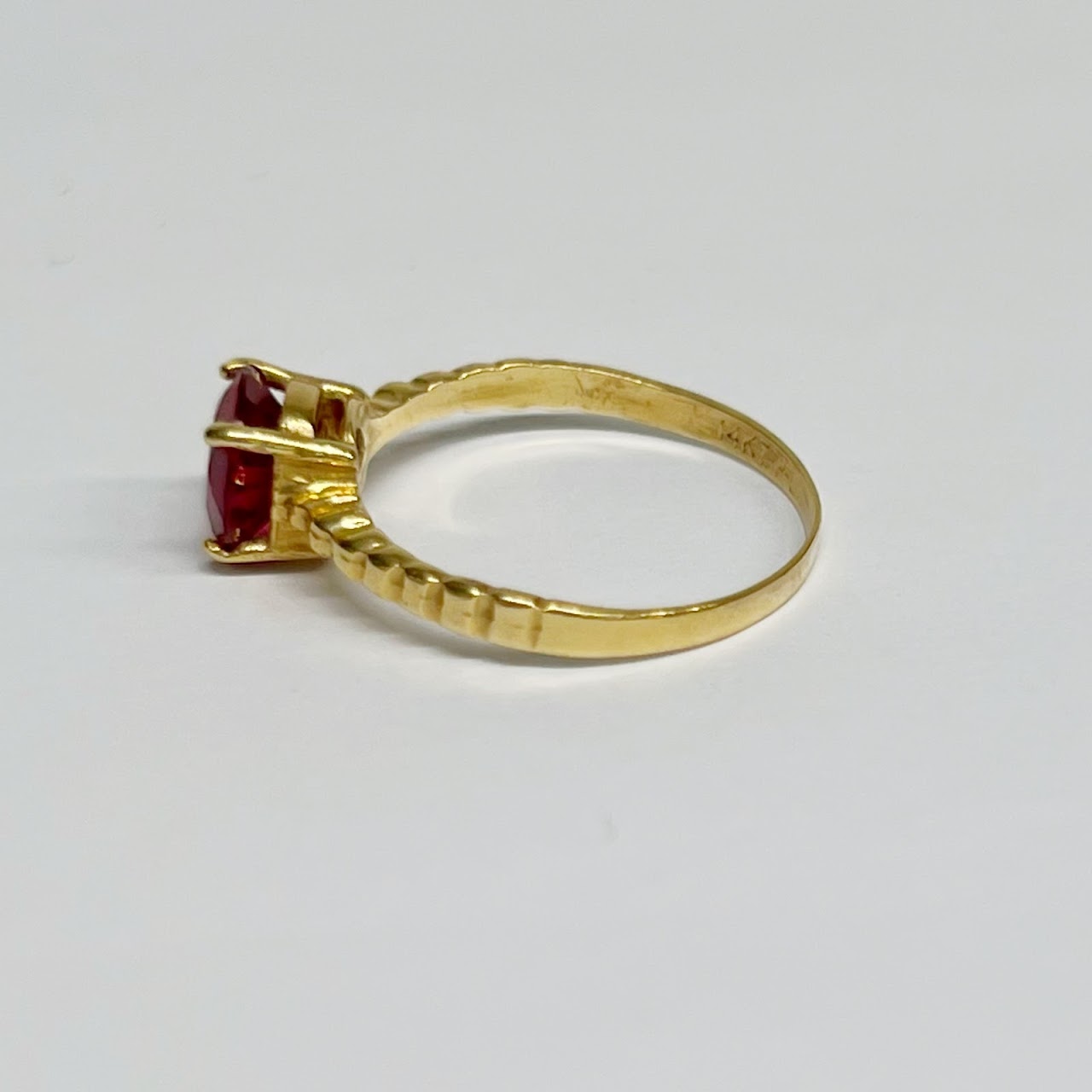 14K Gold and Red Stone Ring