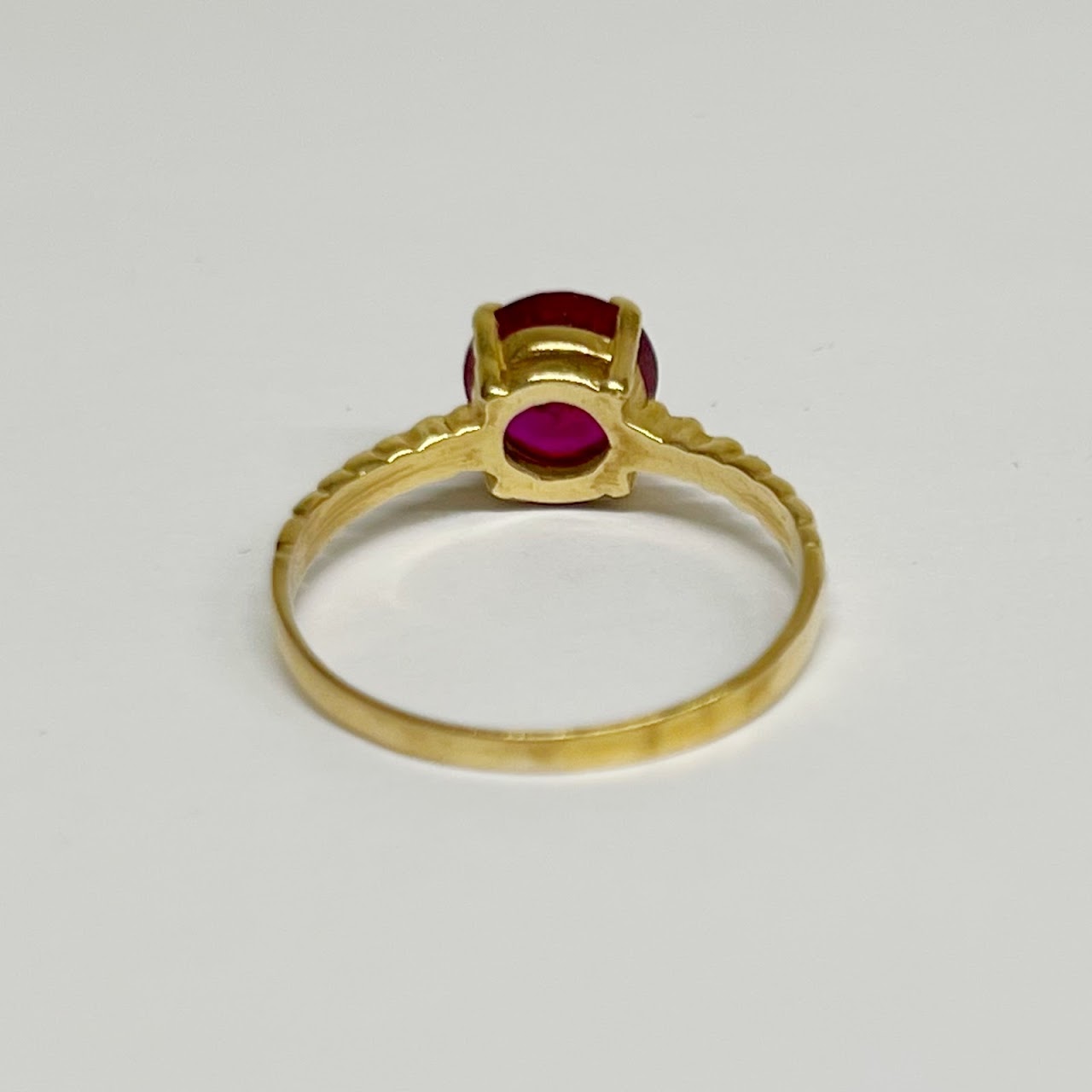 14K Gold and Red Stone Ring