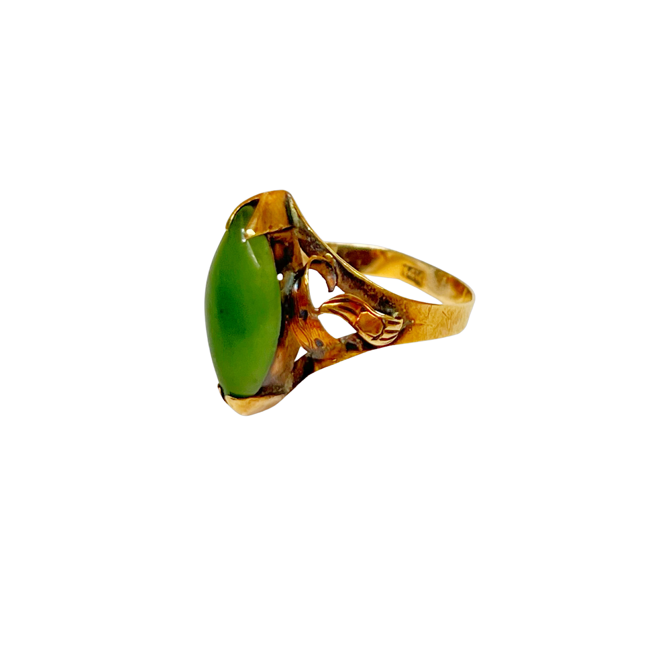 14K Gold and Serpentine Ring