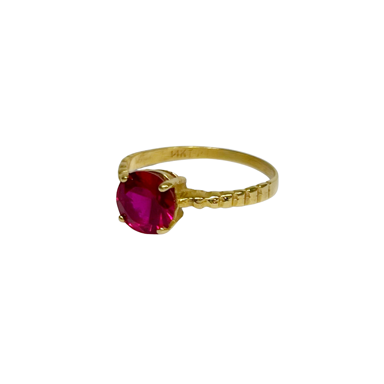 14K Gold and Red Stone Ring