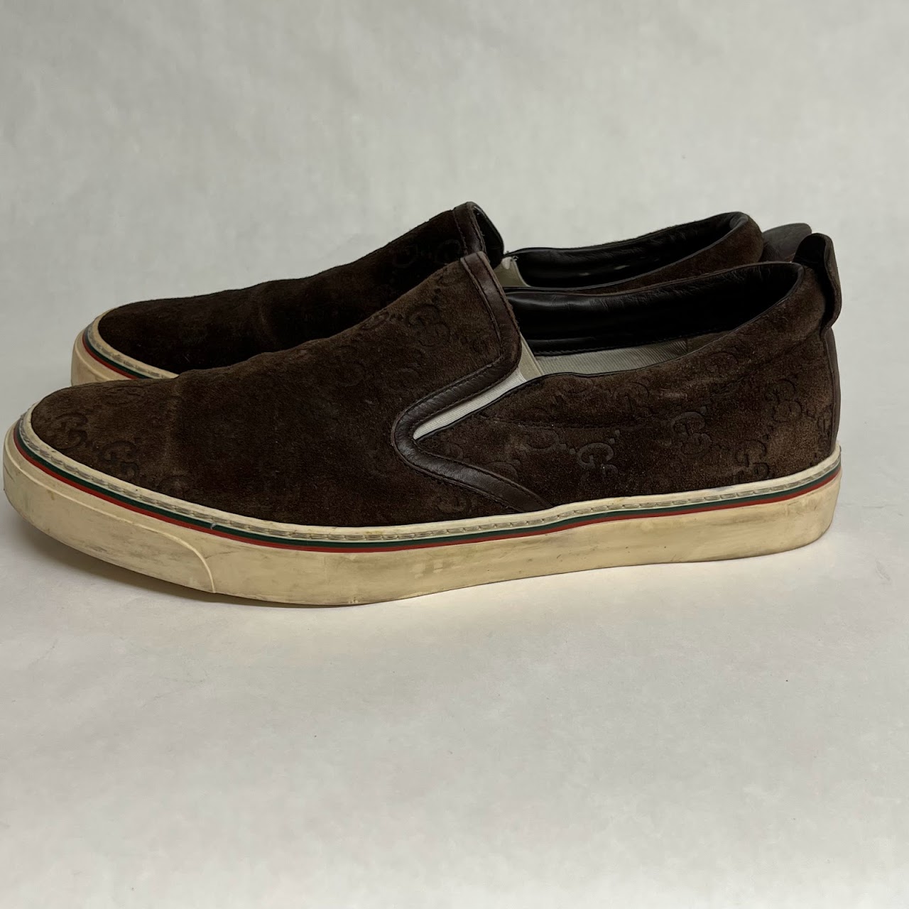 Gucci Suede Monogram Slip On