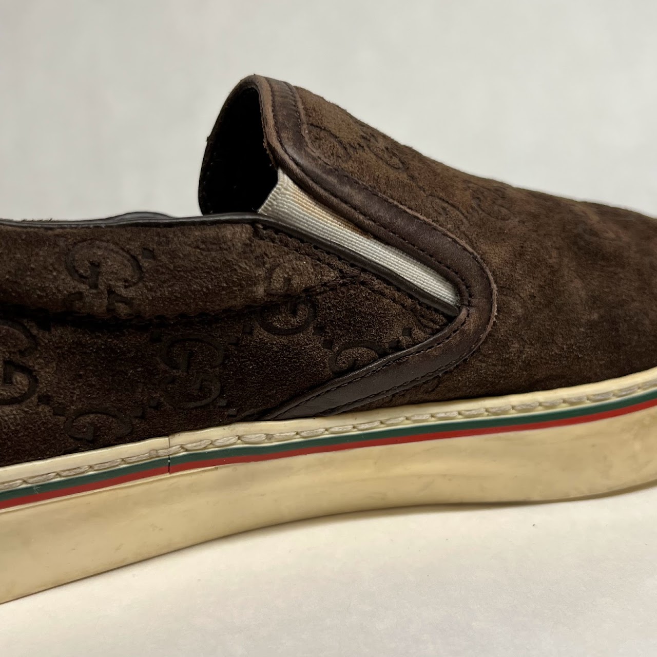 Gucci Suede Monogram Slip On