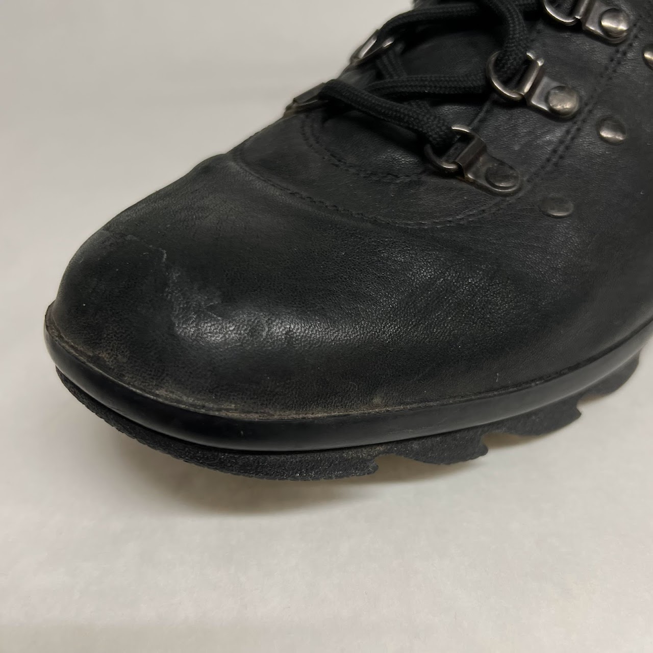 Prada Black Leather Hiking Boots