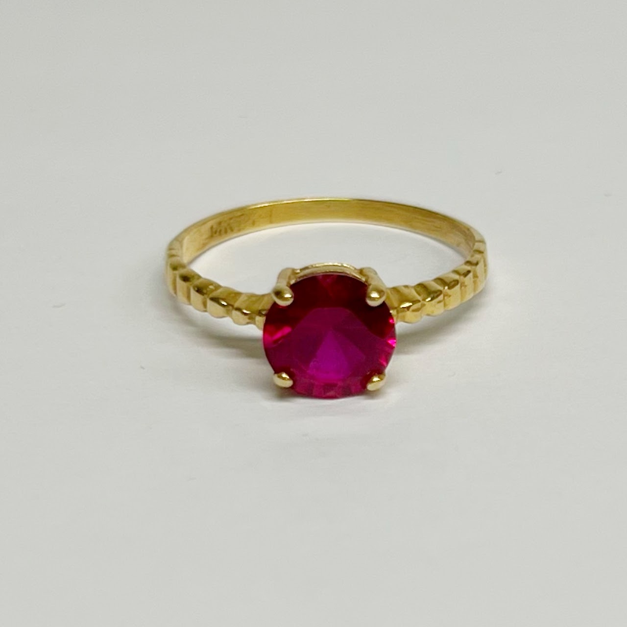 14K Gold and Red Stone Ring