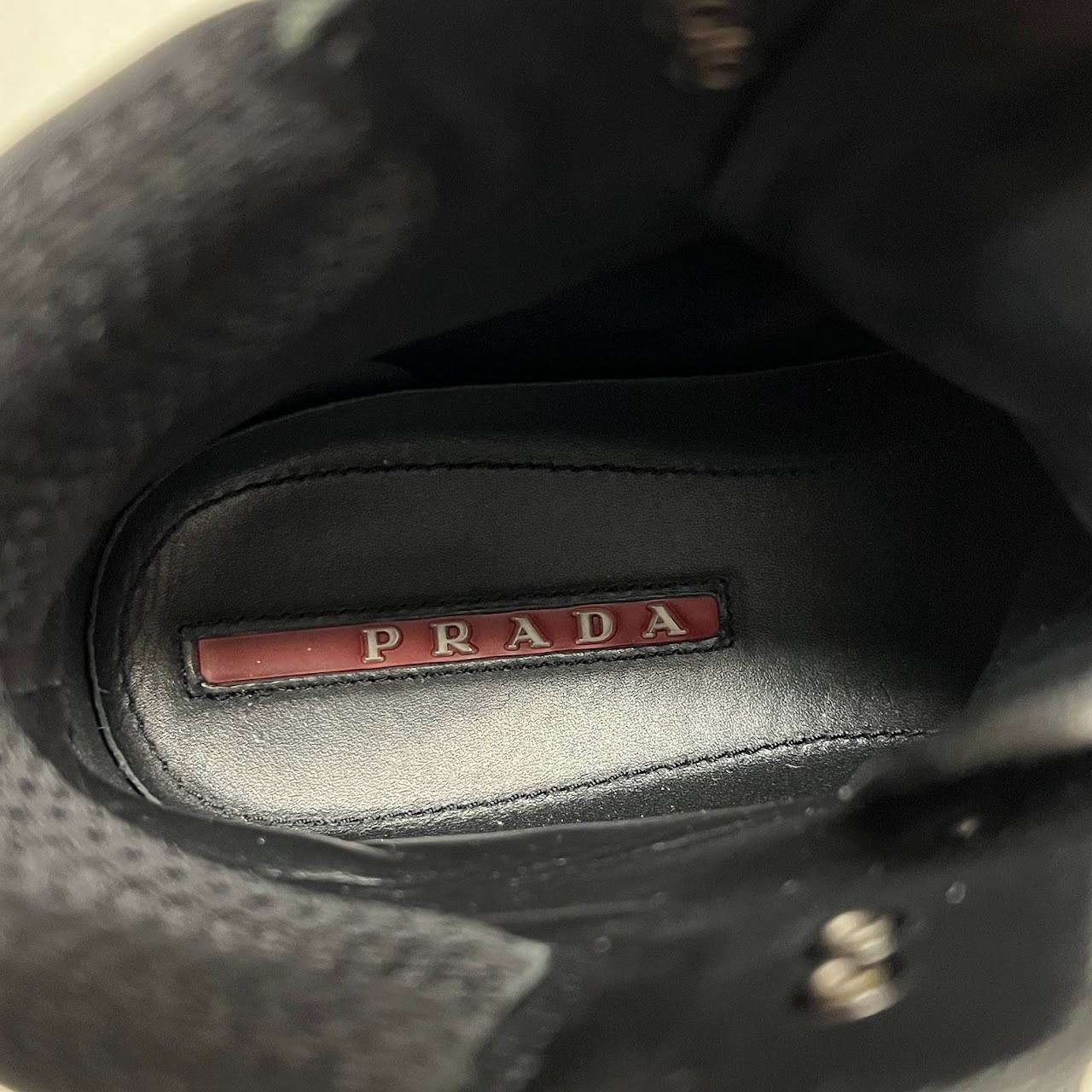 Prada Black Leather Hiking Boots