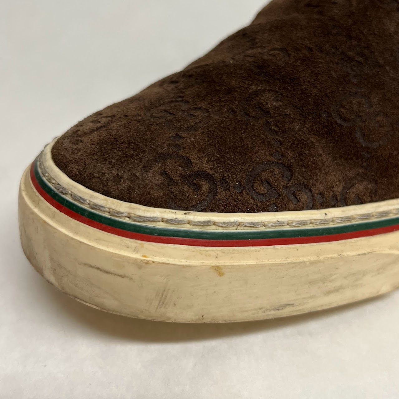 Gucci Suede Monogram Slip On