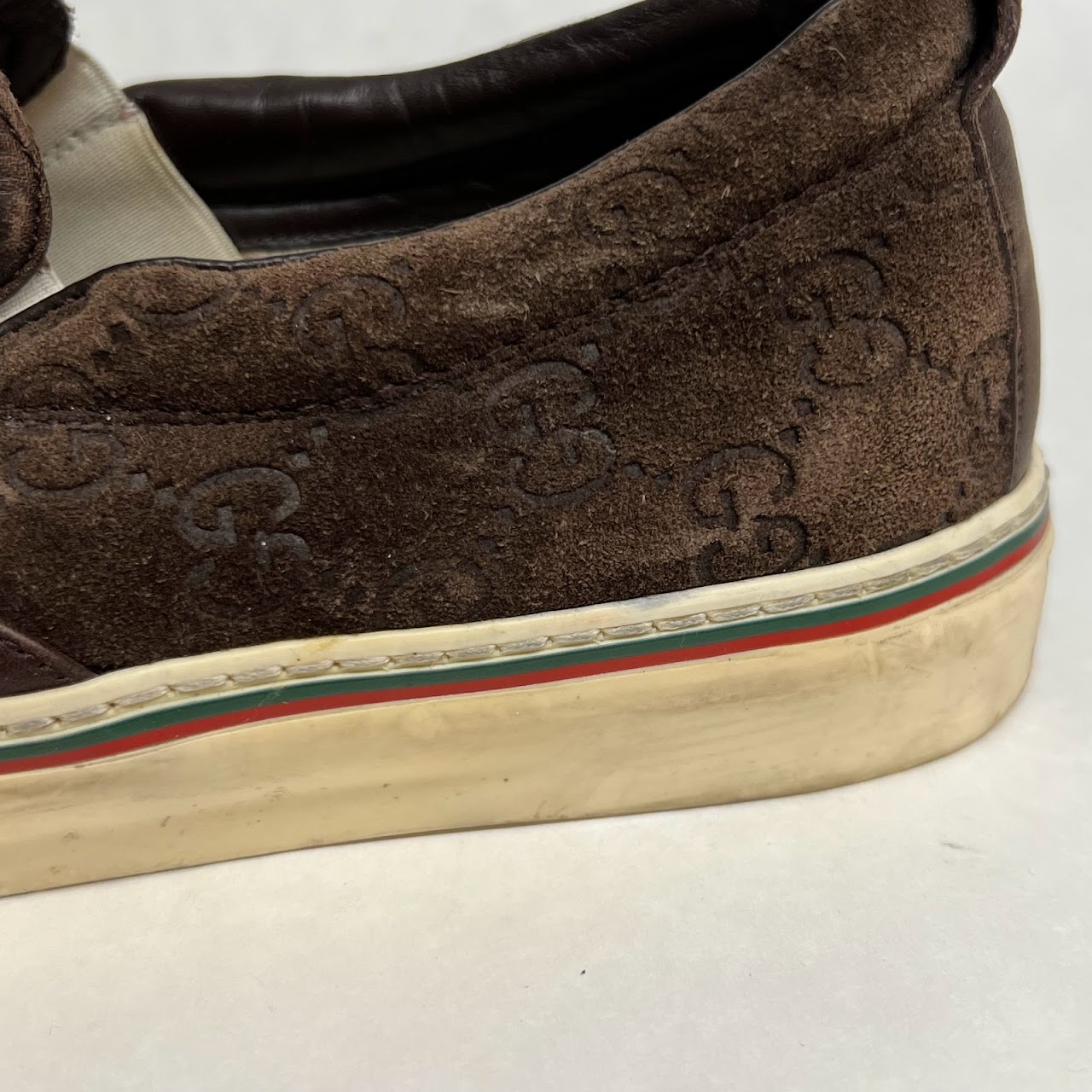 Gucci Suede Monogram Slip On