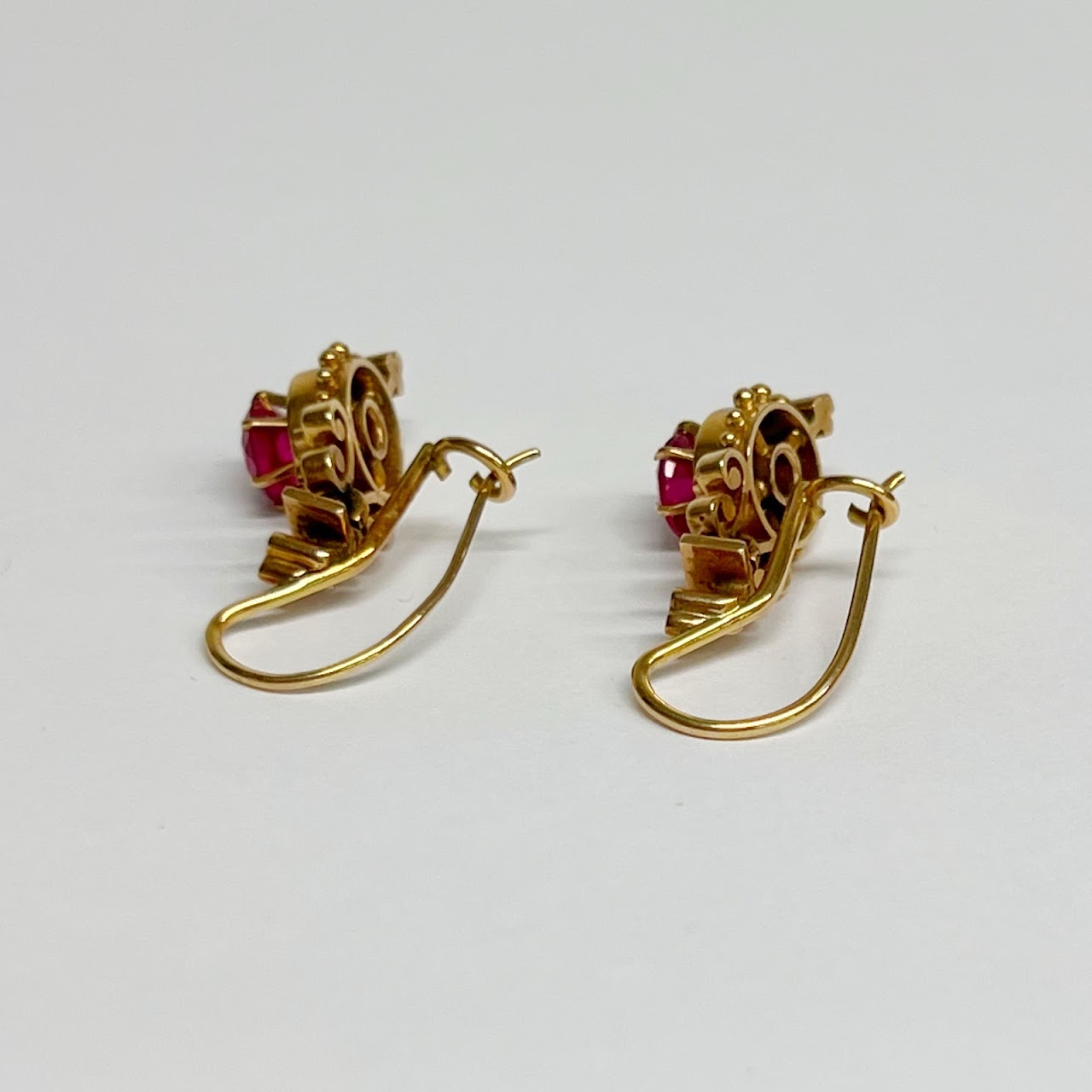 14K Gold and Ruby Earrings