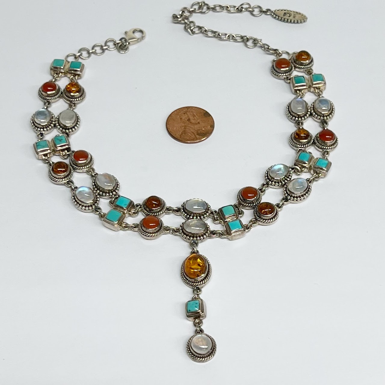 Sterling Silver and Multi Stone Necklace