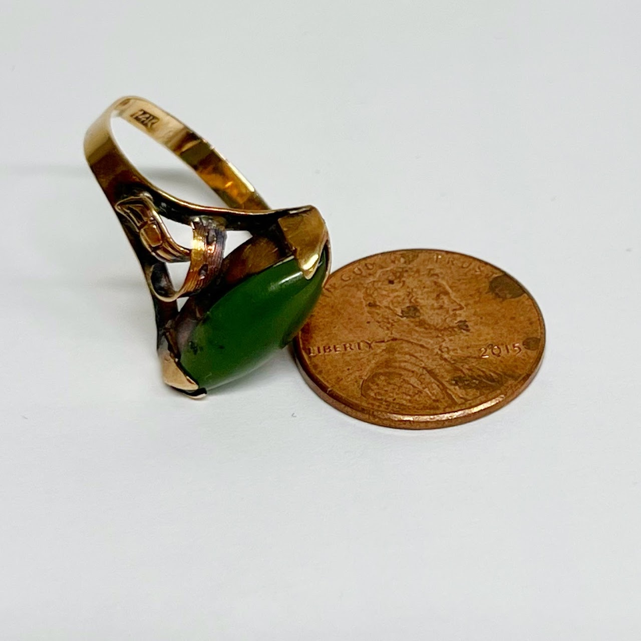 14K Gold and Serpentine Ring