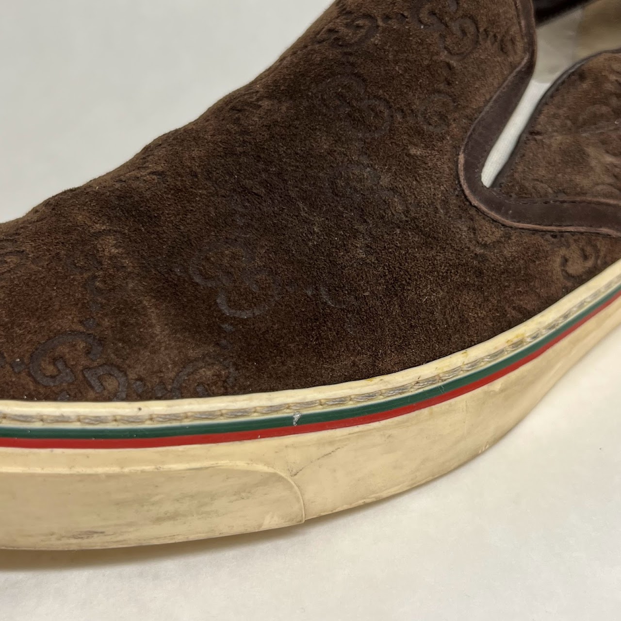 Gucci Suede Monogram Slip On