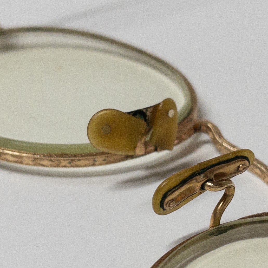 Antique 14K Gold Folding Spectacles, Pince Nez Reading Glasses and