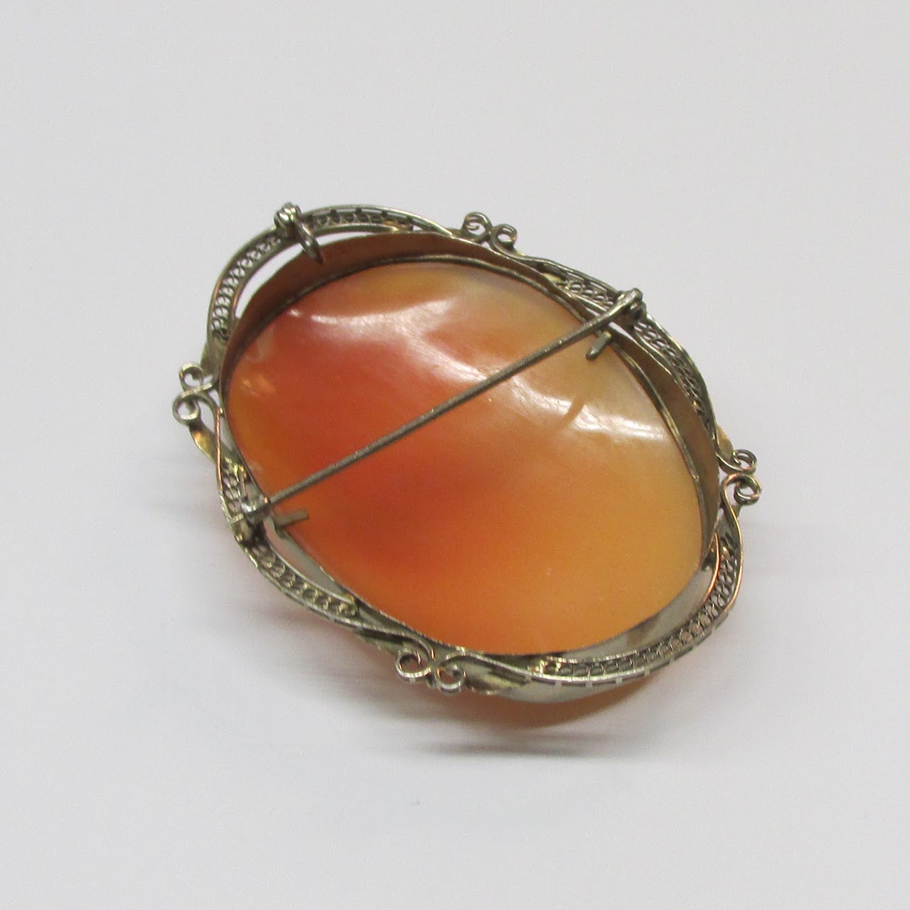 14K Gold Shell Cameo Convertible Brooch