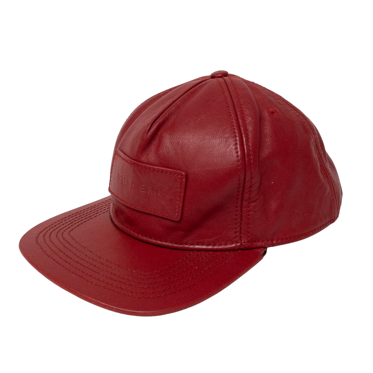 Buscemi Red Leather Baseball Hat