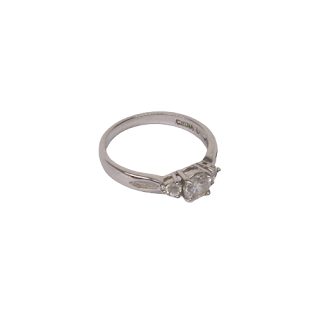 Sterling Silver & Cubic Zirconia  3- Stone Ring