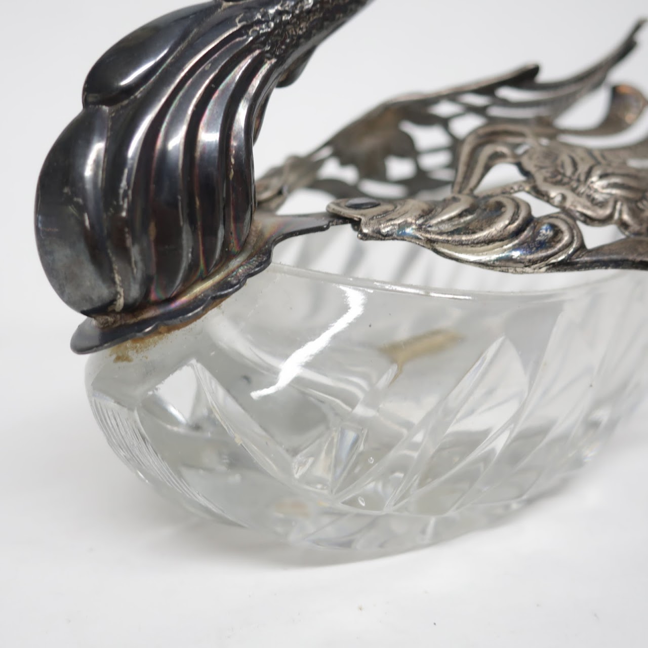 Sterling Silver and Crystal Vintage Swan Dish