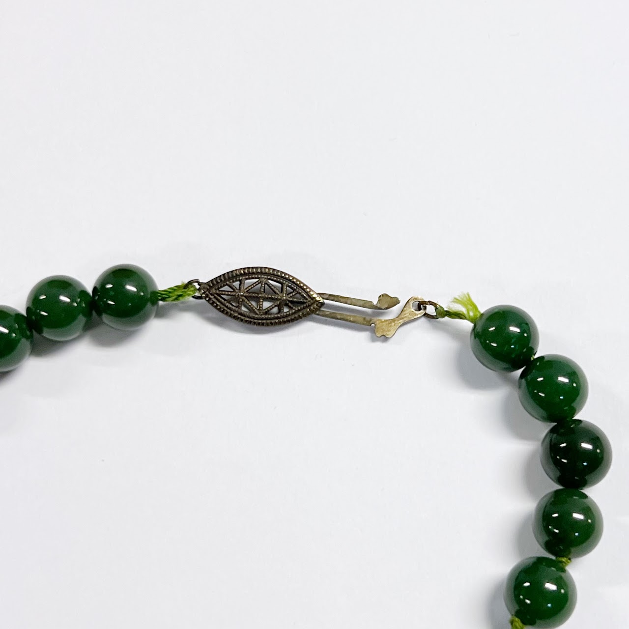 Jade Beaded Necklace and Butterfly Pendant