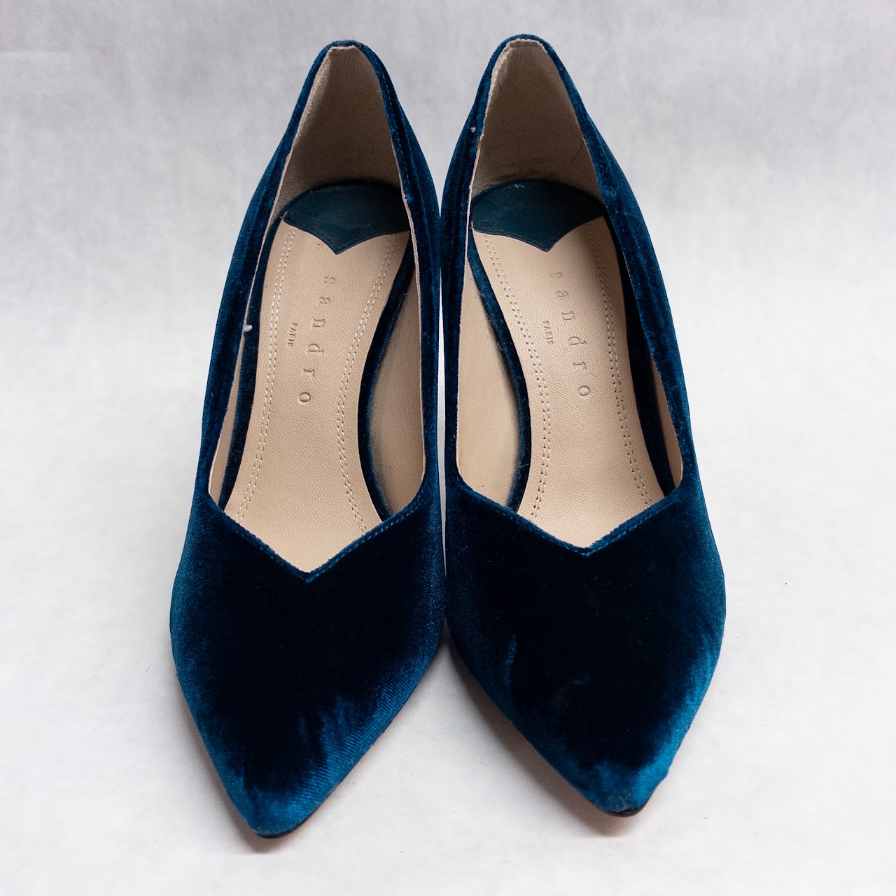 Sandro Teal Velvet Pumps